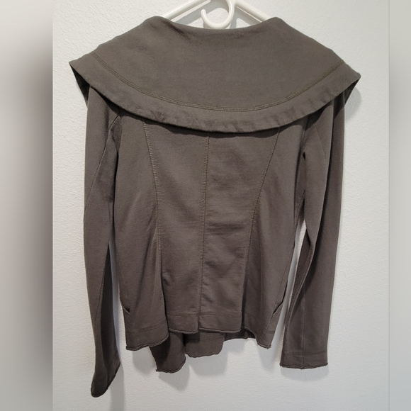 Lucky Brand Sz S‎ Army Green Drawstring Shawl Collar Button Cotton Jacket - Picture 2 of 9